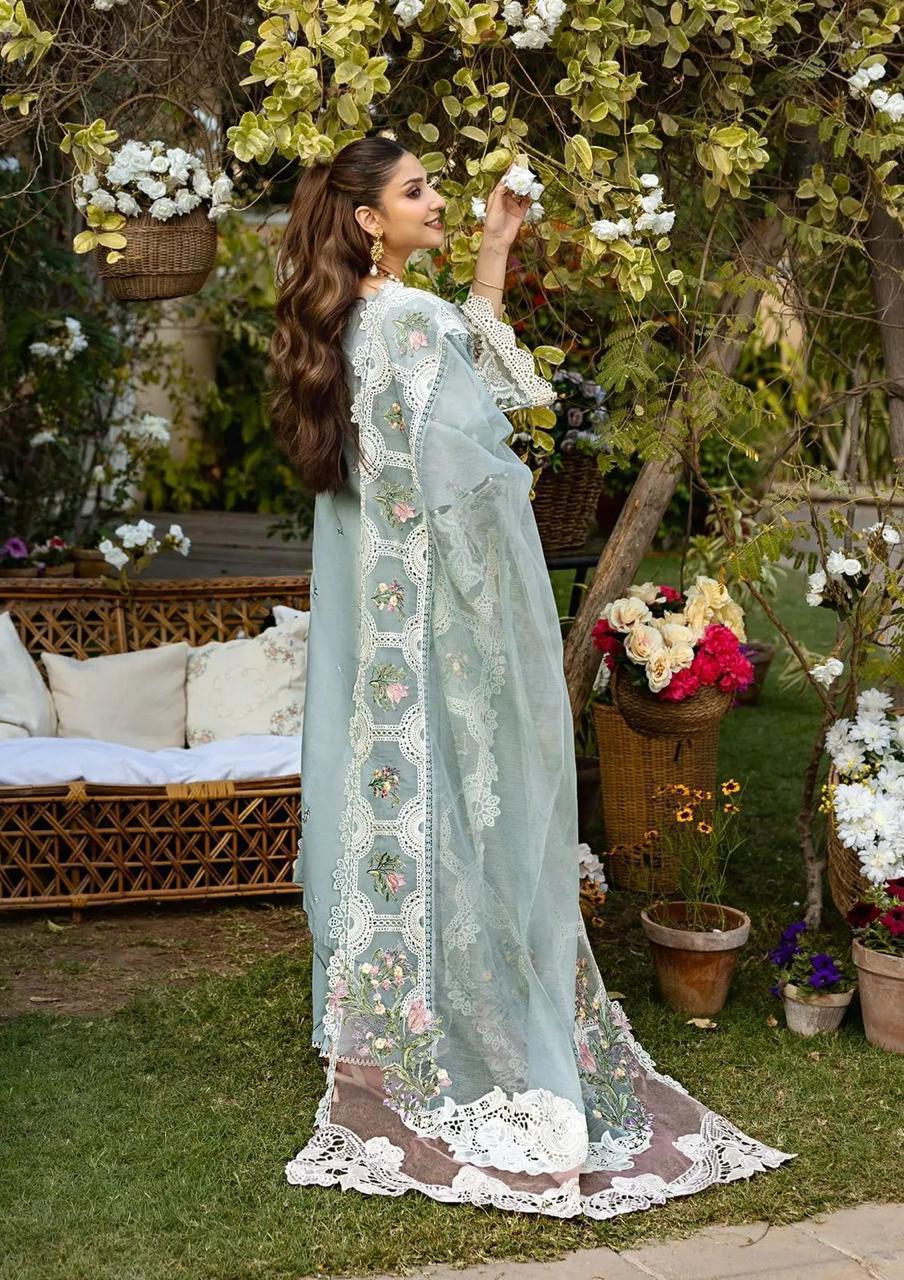 Elaf Heavy Chikan Kari Lawn 3-Piece Suit with Khaddi Net Dupatta