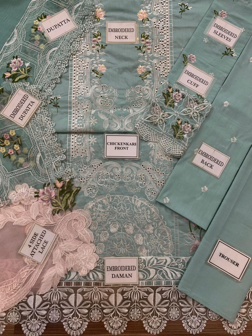 Elaf Heavy Chikan Kari Lawn 3-Piece Suit with Khaddi Net Dupatta