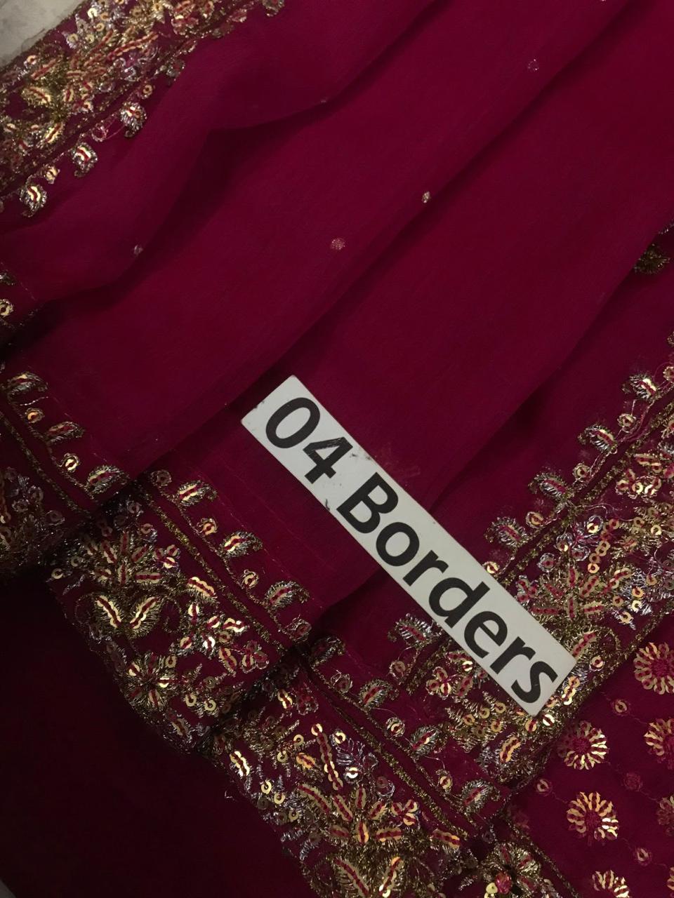 Haris Shakeel Aisha Magenta Adda Work Chiffon Wedding Suit (3-Piece)