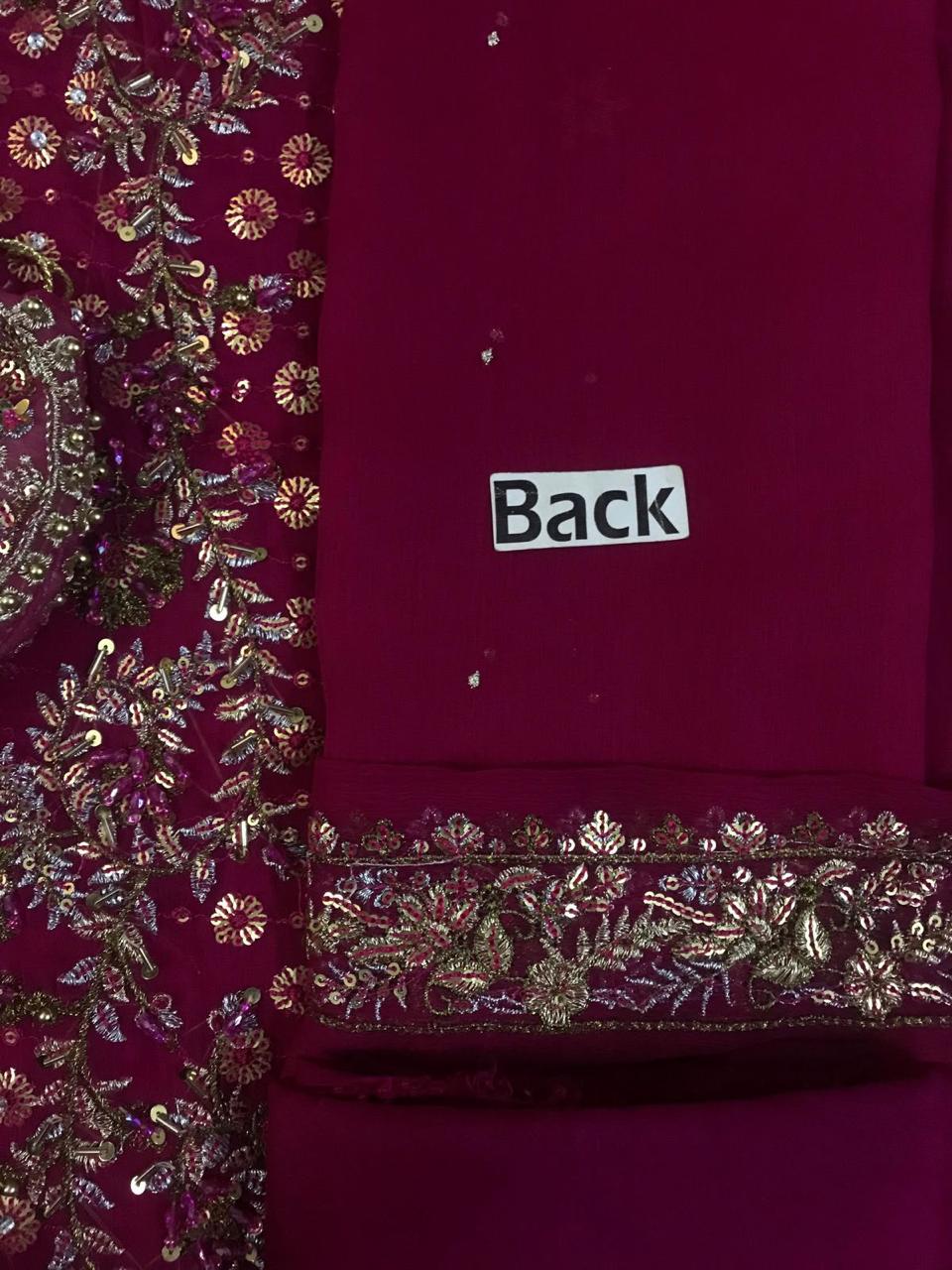 Haris Shakeel Aisha Magenta Adda Work Chiffon Wedding Suit (3-Piece)