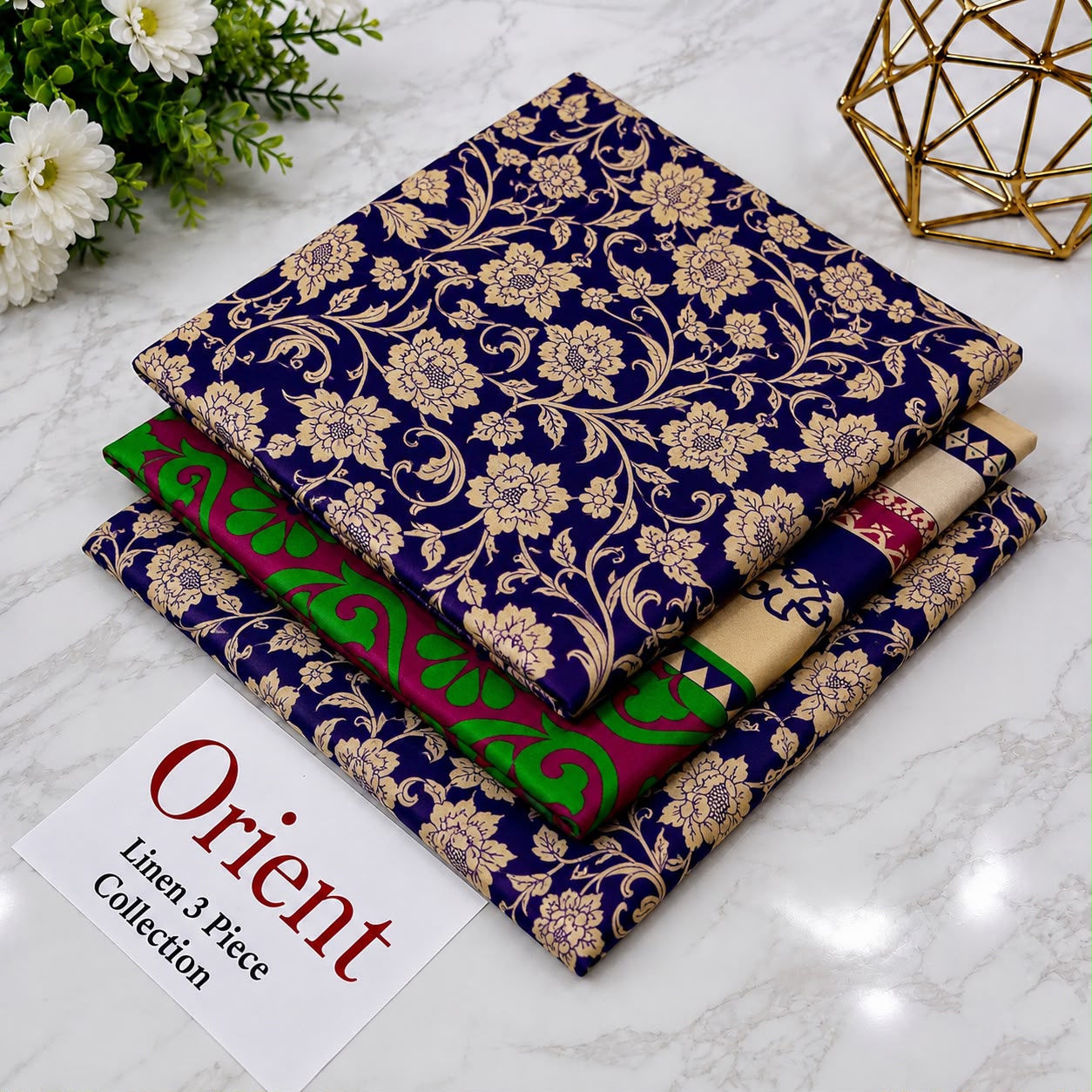 : Orient / IB Bonanza 3PC Linen Suit – Digital Printed Dupatta & All-Over Shirt (72/72 Linen)