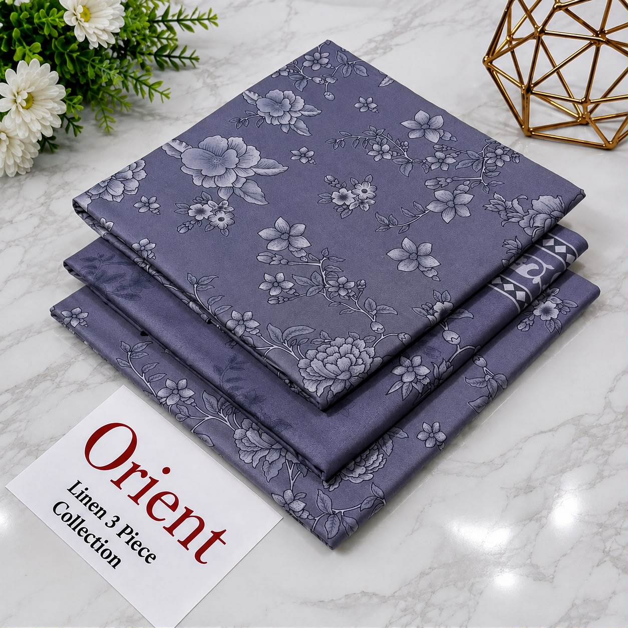 : Orient / IB Bonanza 3PC Linen Suit – Digital Printed Dupatta & All-Over Shirt (72/72 Linen)