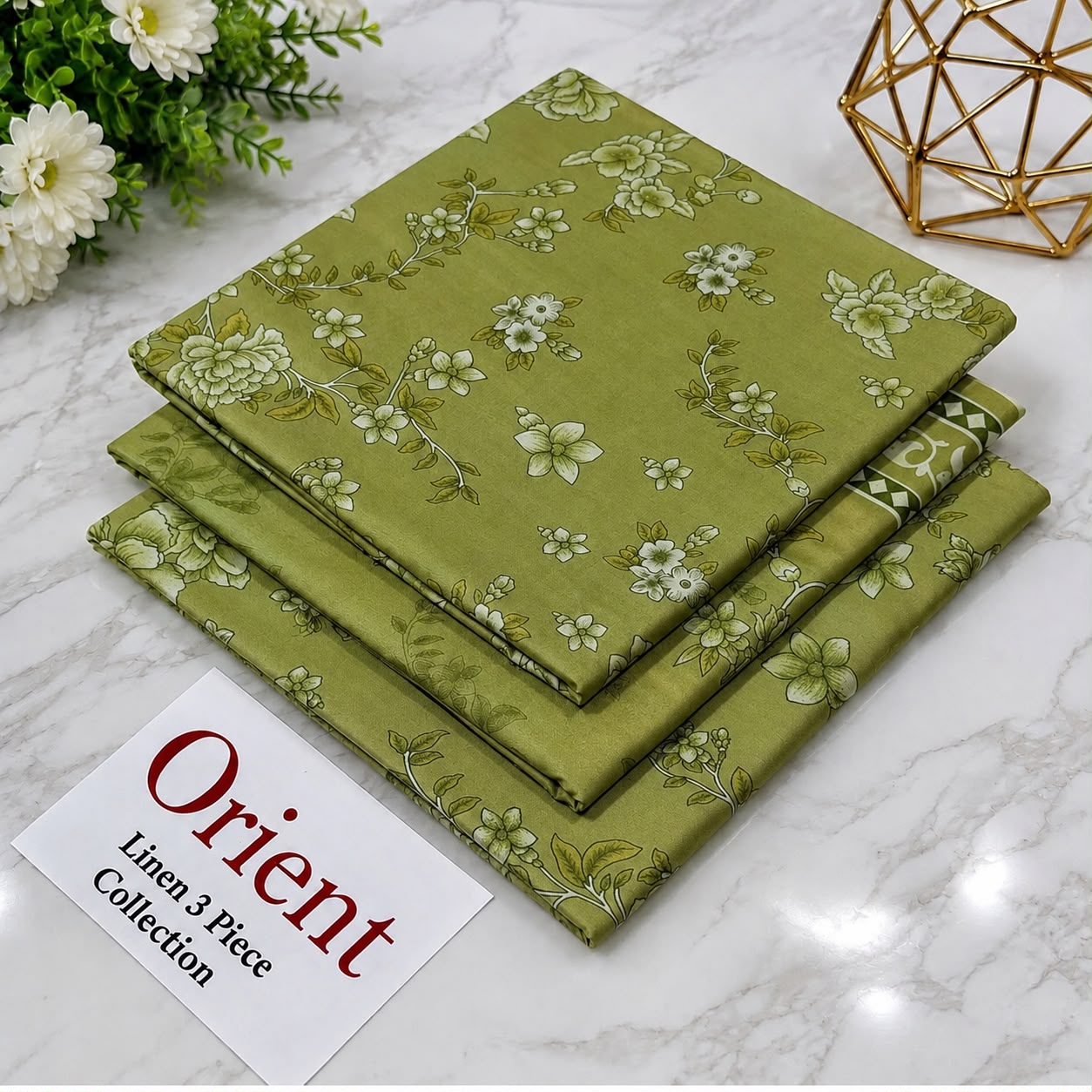 : Orient / IB Bonanza 3PC Linen Suit – Digital Printed Dupatta & All-Over Shirt (72/72 Linen)