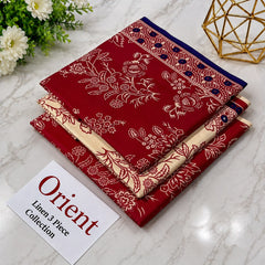 : Orient / IB Bonanza 3PC Linen Suit – Digital Printed Dupatta & All-Over Shirt (72/72 Linen)
