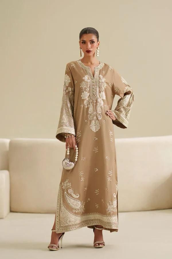 Ethnic Heavy Embroidered Shamoz Silk 2-Piece Suit (Unstitched)