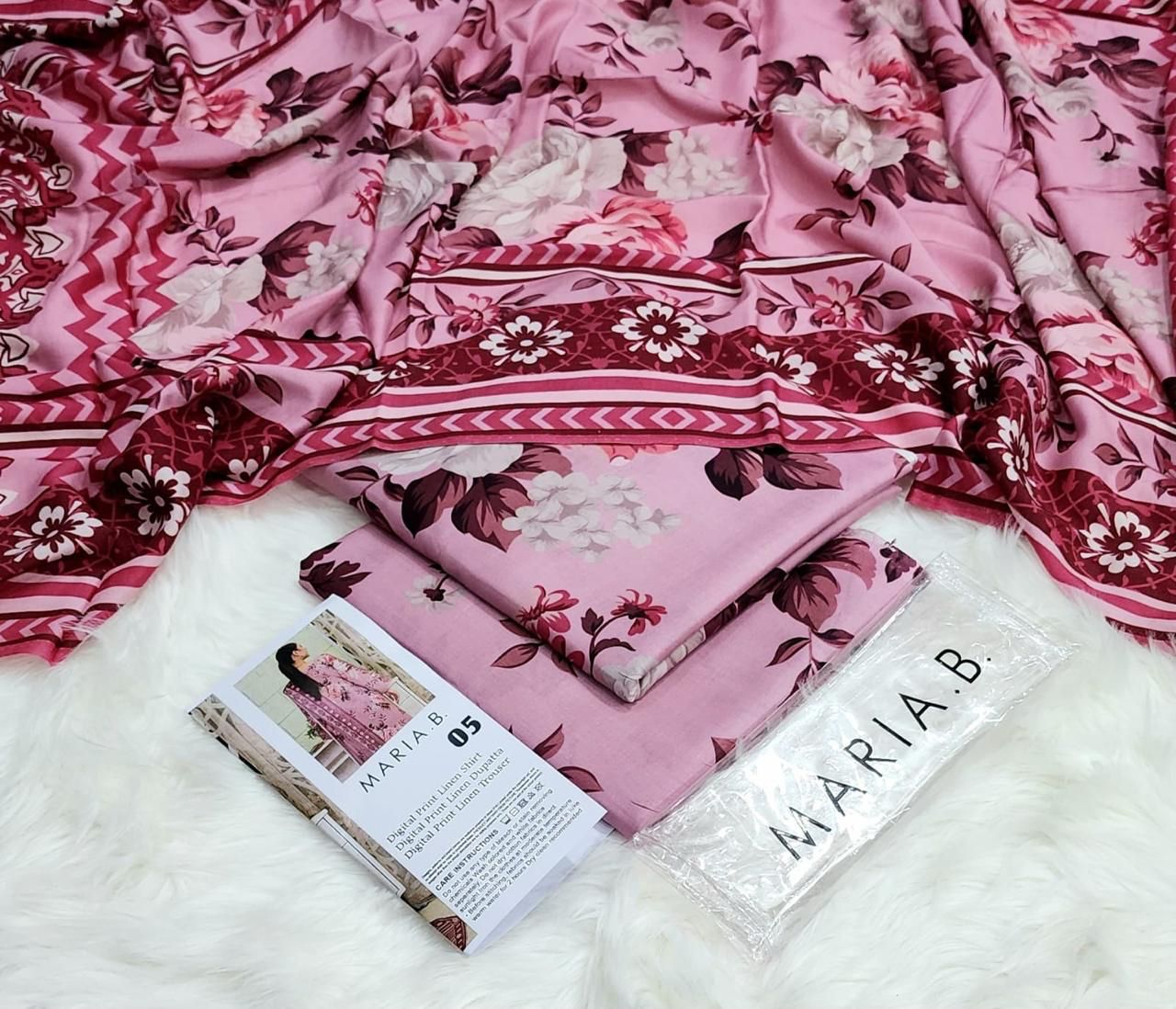 : Orient / IB Bonanza 3PC Linen Suit – Digital Printed Dupatta & All-Over Shirt (72/72 Linen)
