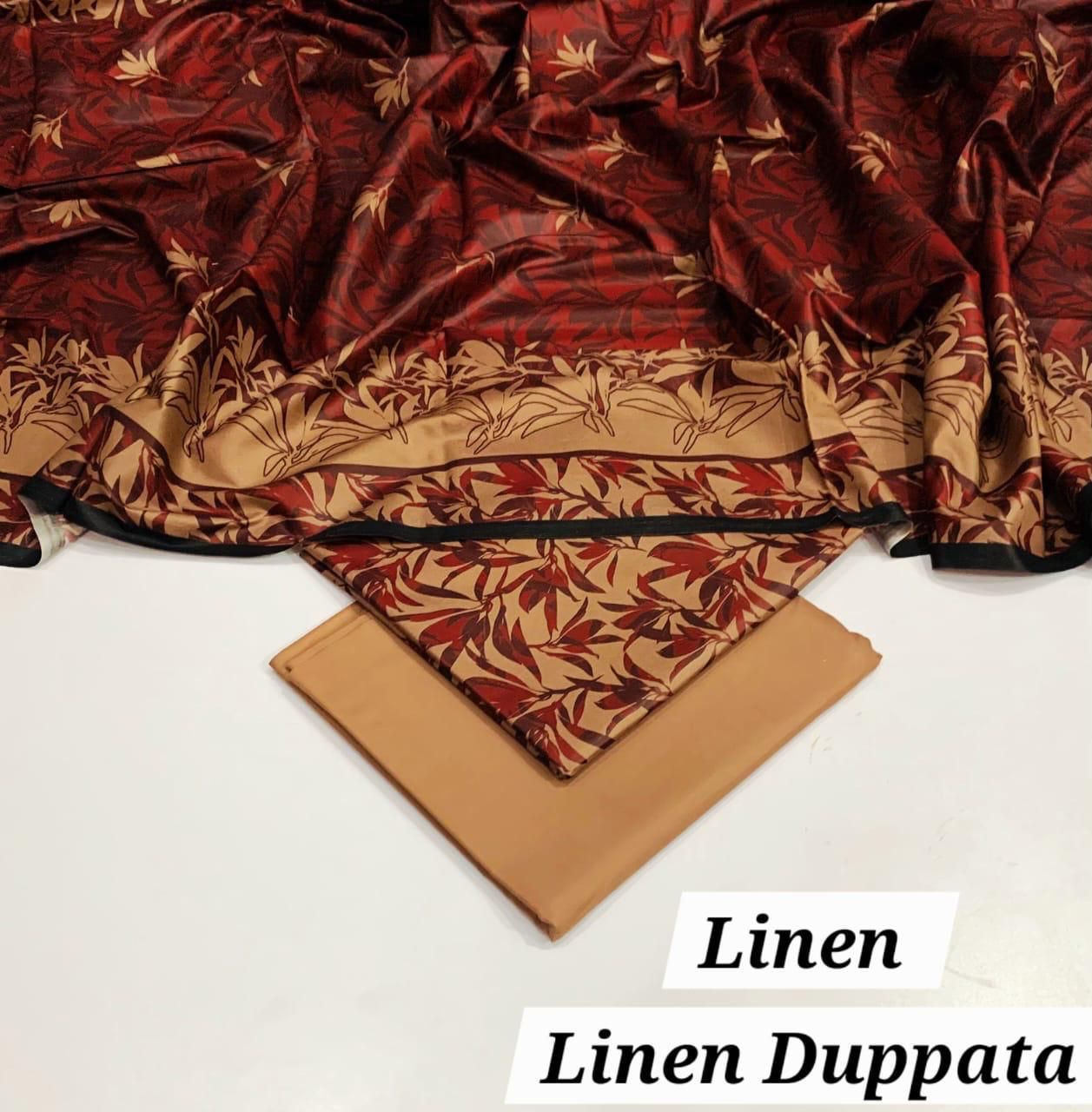 : Orient / IB Bonanza 3PC Linen Suit – Digital Printed Dupatta & All-Over Shirt (72/72 Linen)