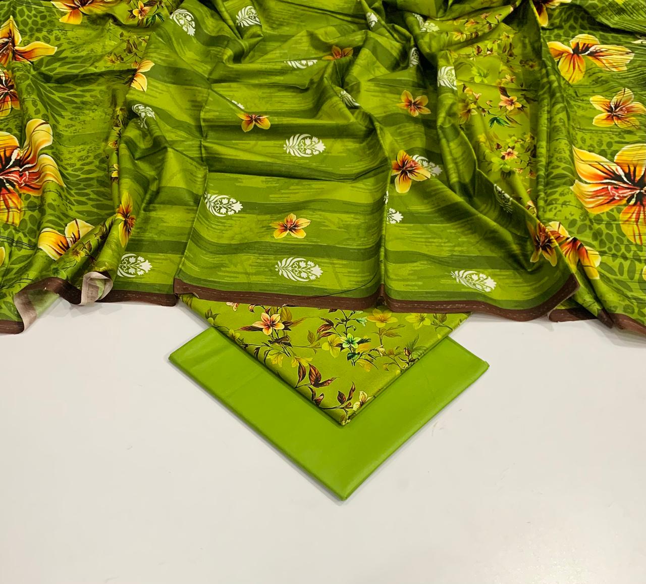 : Orient / IB Bonanza 3PC Linen Suit – Digital Printed Dupatta & All-Over Shirt (72/72 Linen)