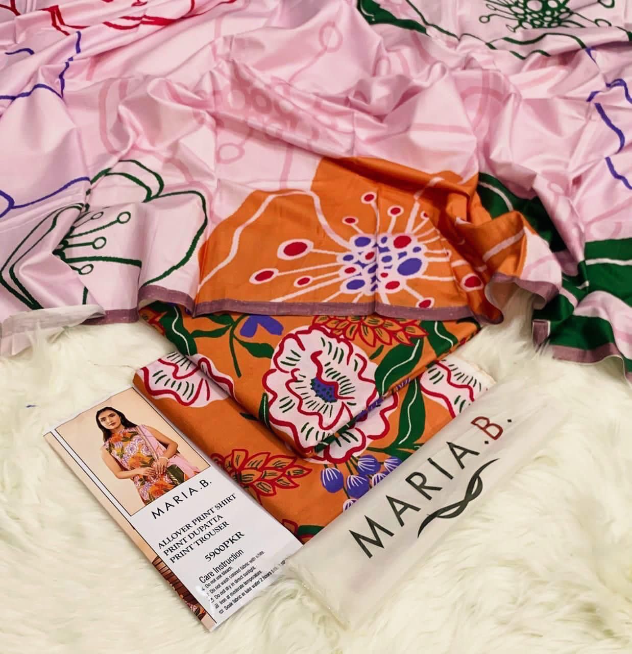 : Orient / IB Bonanza 3PC Linen Suit – Digital Printed Dupatta & All-Over Shirt (72/72 Linen)