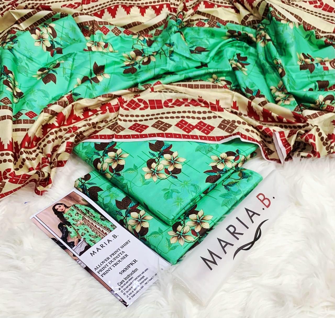 : Orient / IB Bonanza 3PC Linen Suit – Digital Printed Dupatta & All-Over Shirt (72/72 Linen)