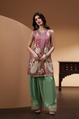 Ethnic Heavy Applique Embroidered Silk 3-Piece Suit (2026 Collection)