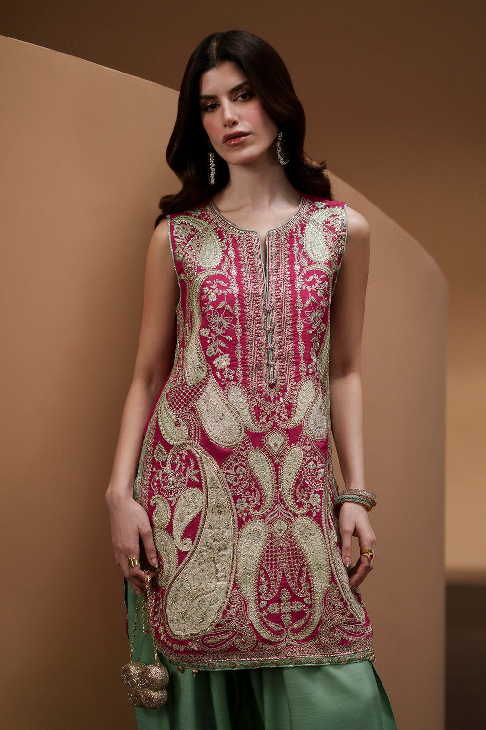 Ethnic Heavy Applique Embroidered Silk 3-Piece Suit (2026 Collection)