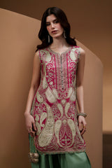 Ethnic Heavy Applique Embroidered Silk 3-Piece Suit (2026 Collection)