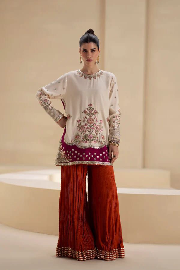 Ethnic Luxury Silk Collection 2026 – Embroidered 3-Piece Suit with Digital Printed Silk Dupatta