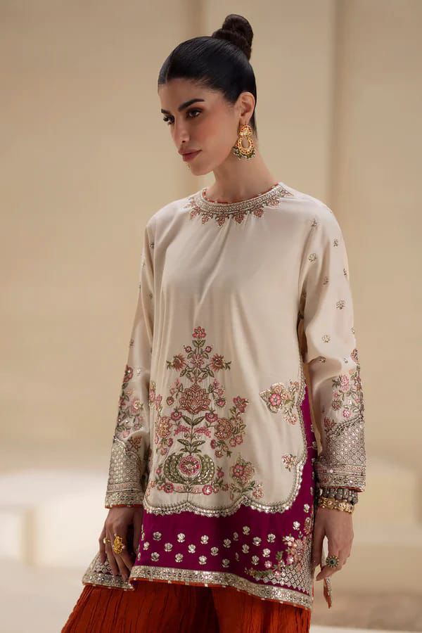 Ethnic Luxury Silk Collection 2026 – Embroidered 3-Piece Suit with Digital Printed Silk Dupatta