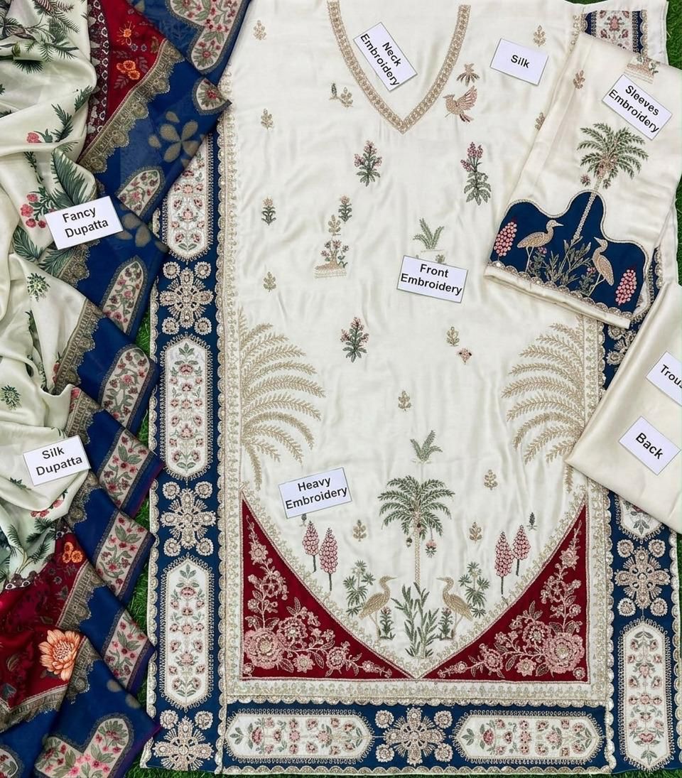 👑 Ethnic Luxury Silk 2026: Heavy Embroidered 3-Piece Ensemble! ✨