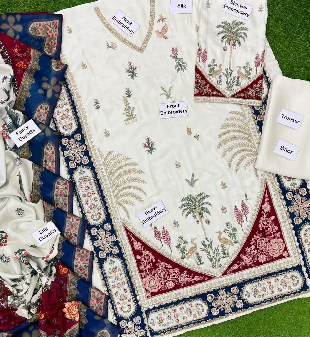 👑 Ethnic Luxury Silk 2026: Heavy Embroidered 3-Piece Ensemble! ✨