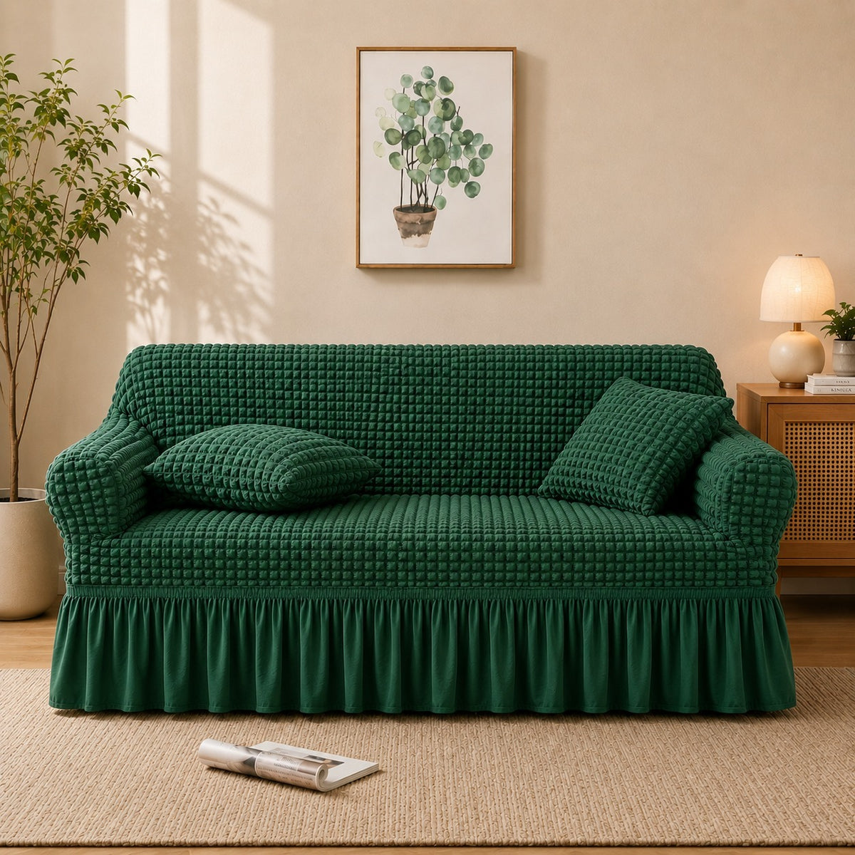 Premium Stretch Bubble Sofa Cover – Soft, Stylish & Protective