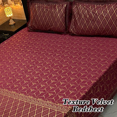 Luxury Texture Velvet Bedsheet Set – Elegant Black & Golden Premium Design