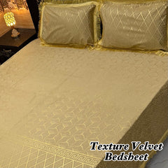 Luxury Texture Velvet Bedsheet Set – Elegant Black & Golden Premium Design