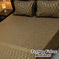 Luxury Texture Velvet Bedsheet Set – Elegant Black & Golden Premium Design