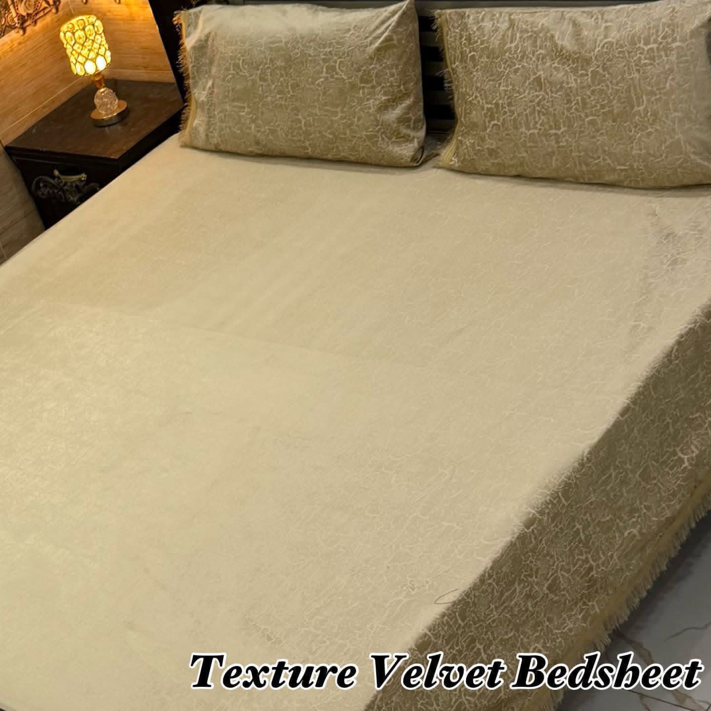 Luxury Texture Velvet Bedsheet Set – Elegant Black & Golden Premium Design