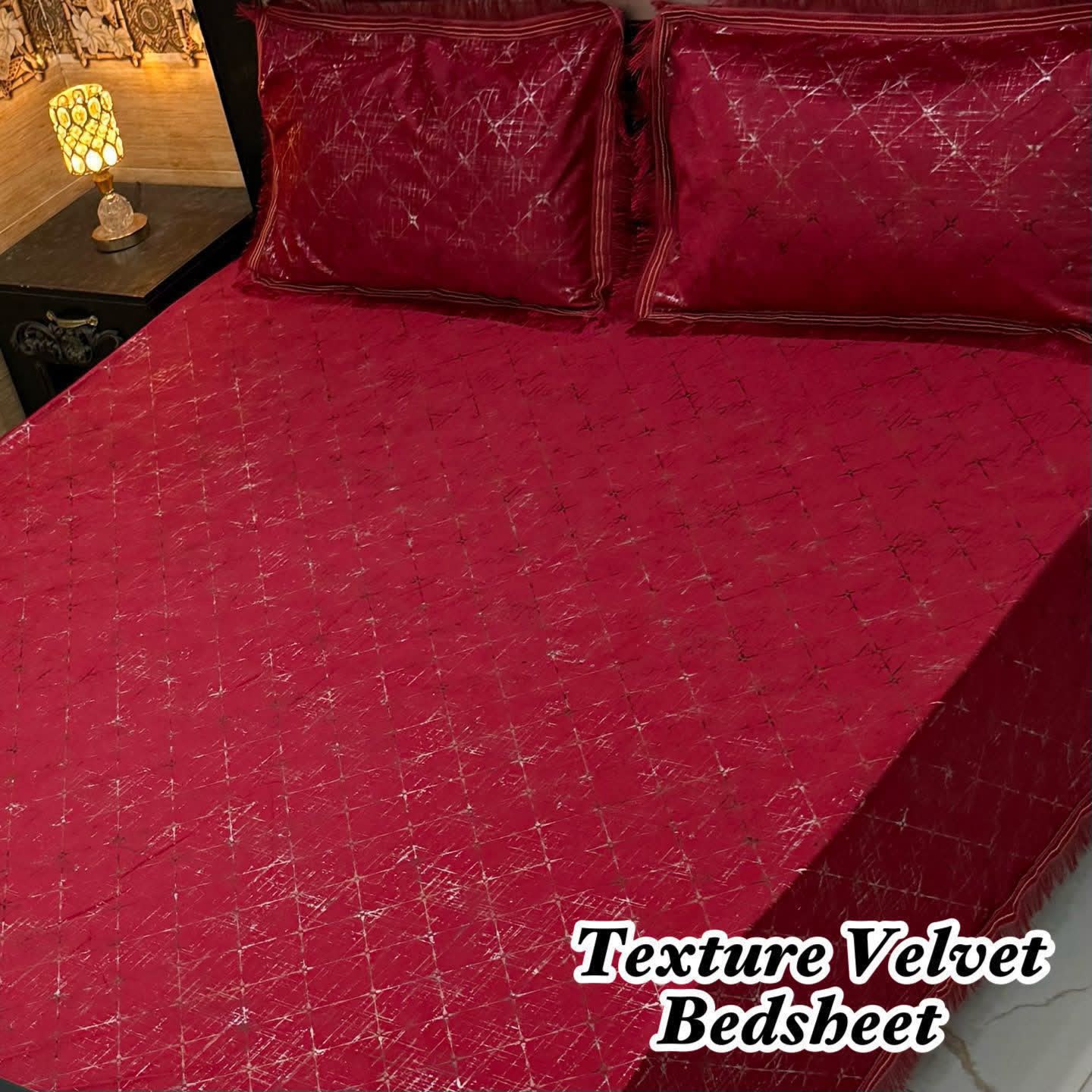 Luxury Texture Velvet Bedsheet Set – Elegant Black & Golden Premium Design