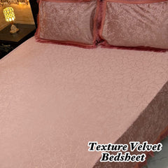 Luxury Texture Velvet Bedsheet Set – Elegant Black & Golden Premium Design