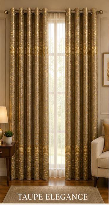 Luxury Black & Golden Velvet Curtains – Premium Jacquard Design with Elegant Border
