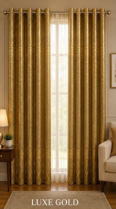 Luxury Black & Golden Velvet Curtains – Premium Jacquard Design with Elegant Border