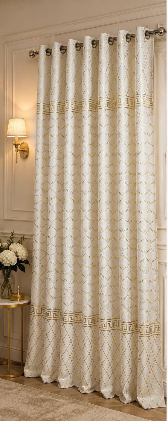 Luxury Black & Golden Velvet Curtains – Premium Jacquard Design with Elegant Border