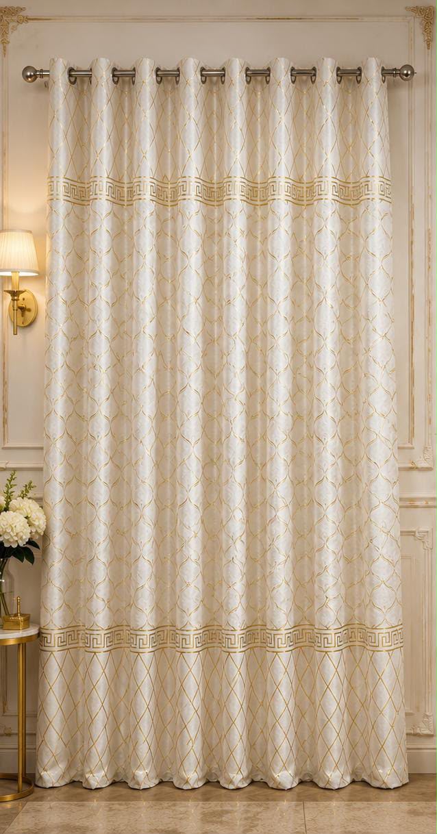 Luxury Black & Golden Velvet Curtains – Premium Jacquard Design with Elegant Border