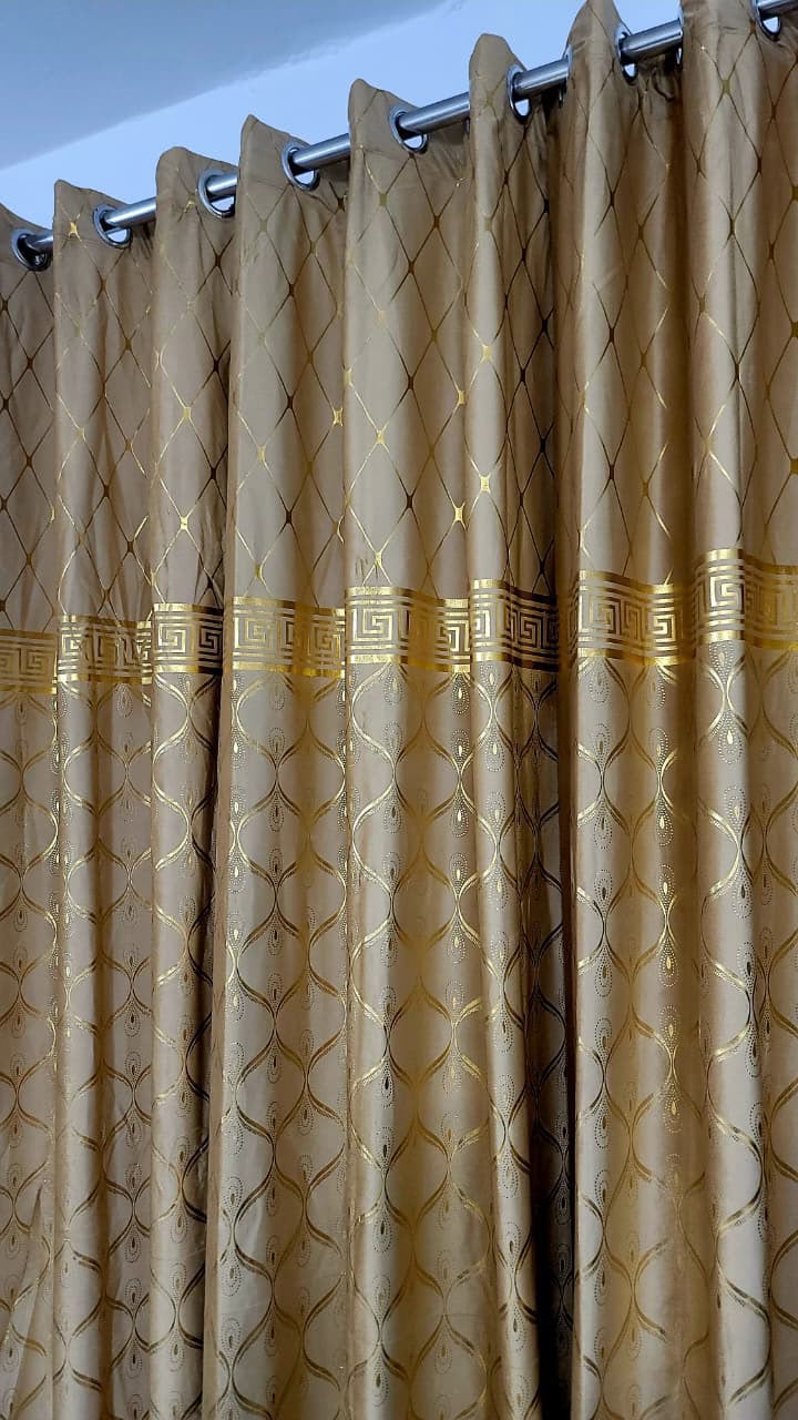 Luxury Black & Golden Velvet Curtains – Premium Jacquard Design with Elegant Border
