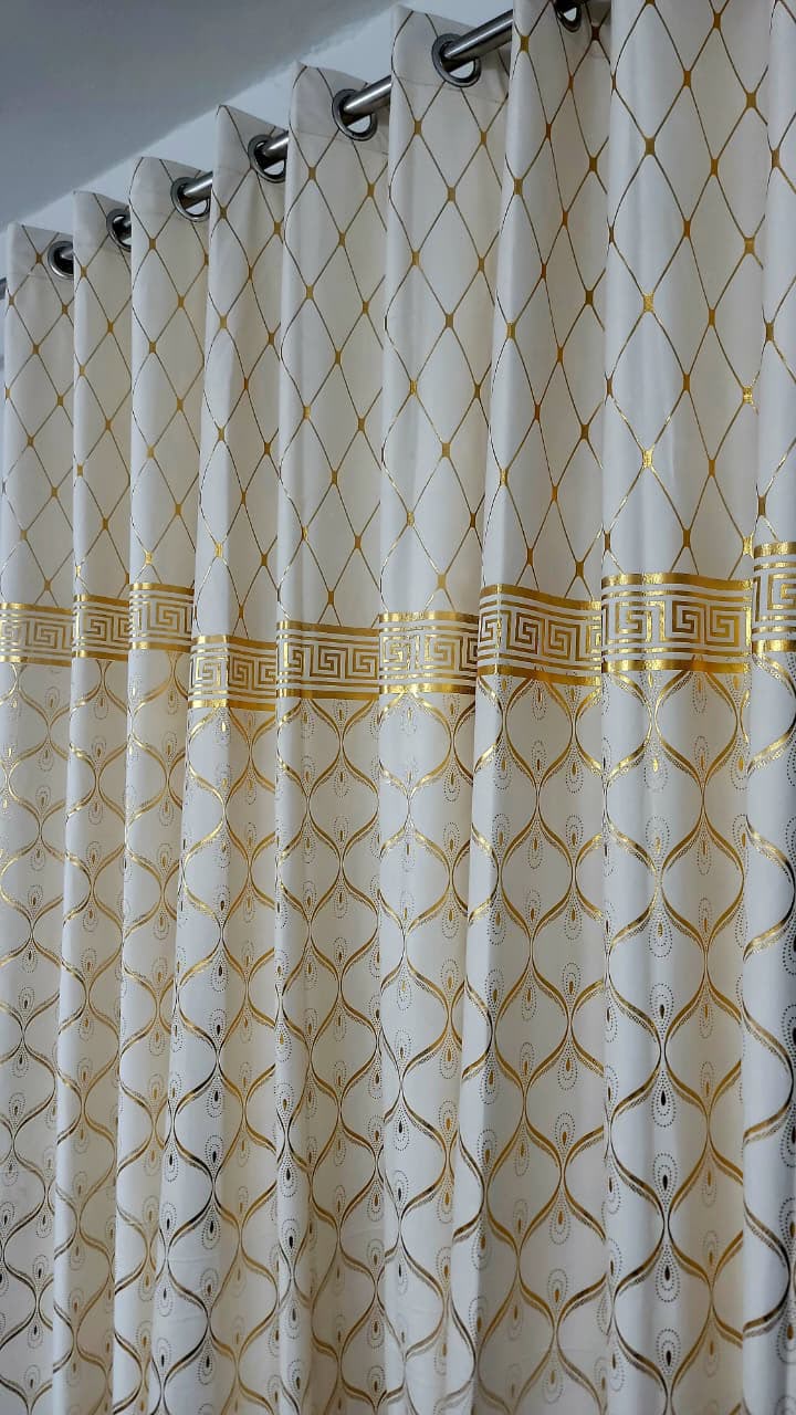 Luxury Black & Golden Velvet Curtains – Premium Jacquard Design with Elegant Border