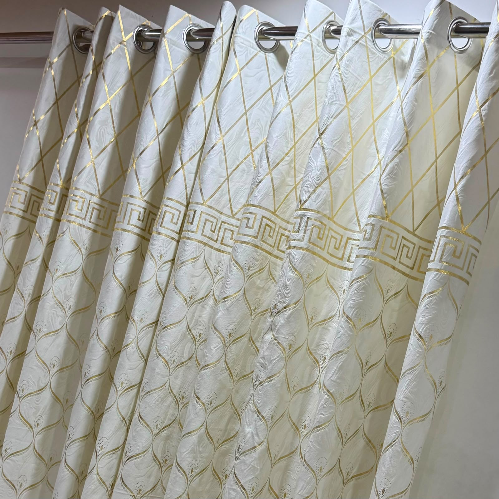Luxury Black & Golden Velvet Curtains – Premium Jacquard Design with Elegant Border
