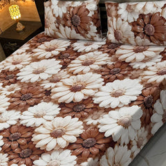 Luxury Floral Printed Bedsheet Set – Elegant 3D Rose & Daisy Design