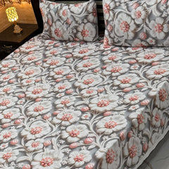 Luxury Floral Printed Bedsheet Set – Elegant 3D Rose & Daisy Design