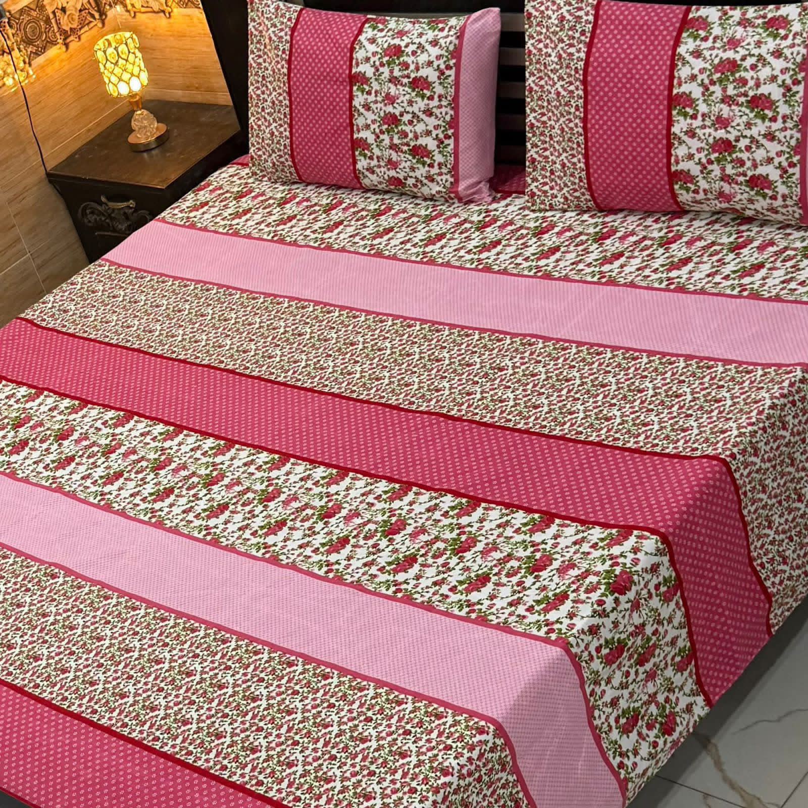 3D Crystal King Size Bedsheet Set – Luxury Medallion Print with Matching Pillow Covers