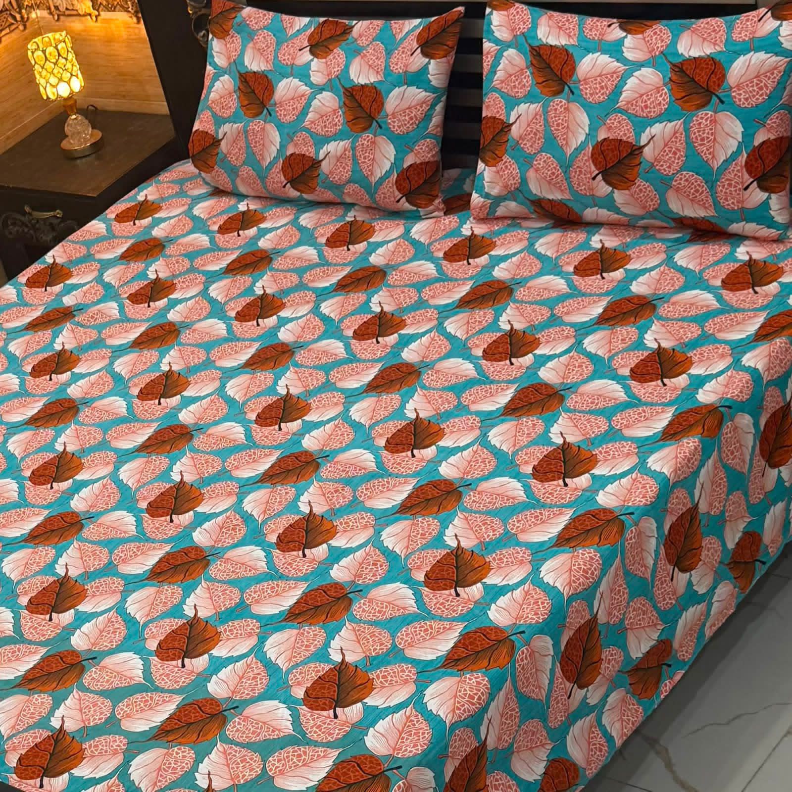 3D Crystal King Size Bedsheet Set – Luxury Medallion Print with Matching Pillow Covers
