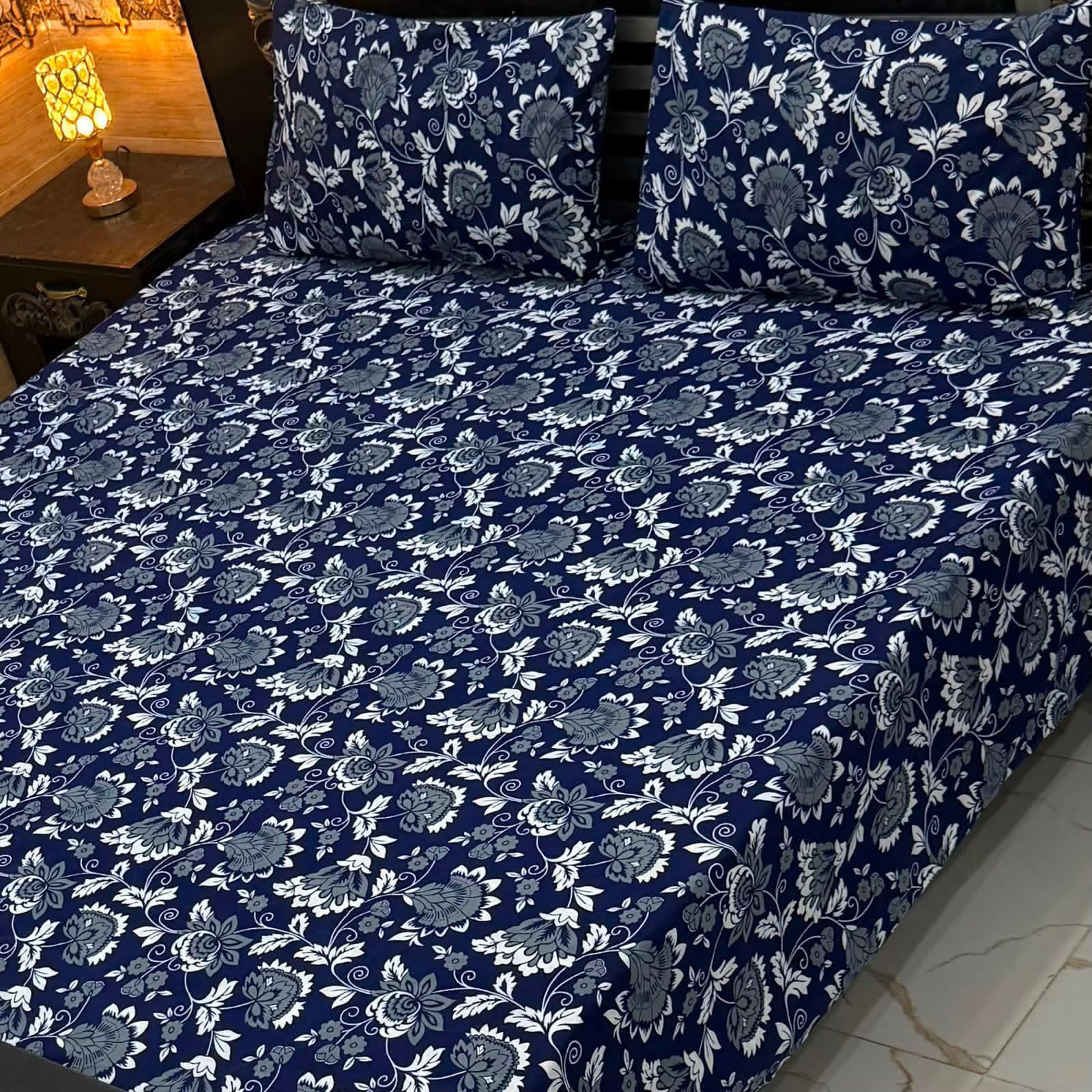 3D Crystal King Size Bedsheet Set – Luxury Medallion Print with Matching Pillow Covers