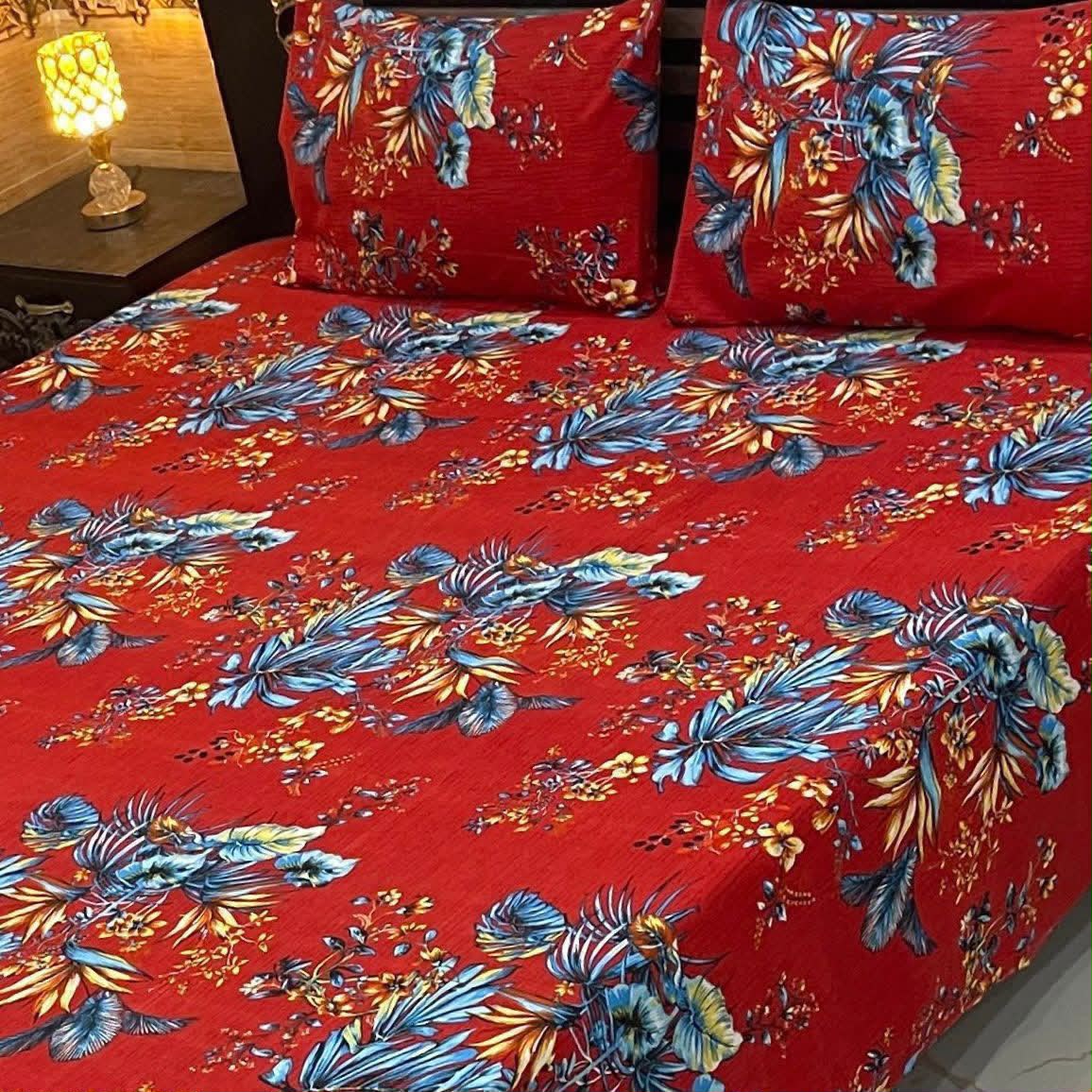 3D Crystal King Size Bedsheet Set – Luxury Medallion Print with Matching Pillow Covers