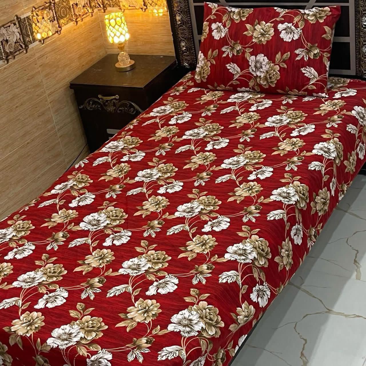 3D Crystal King Size Bedsheet Set – Luxury Medallion Print with Matching Pillow Covers
