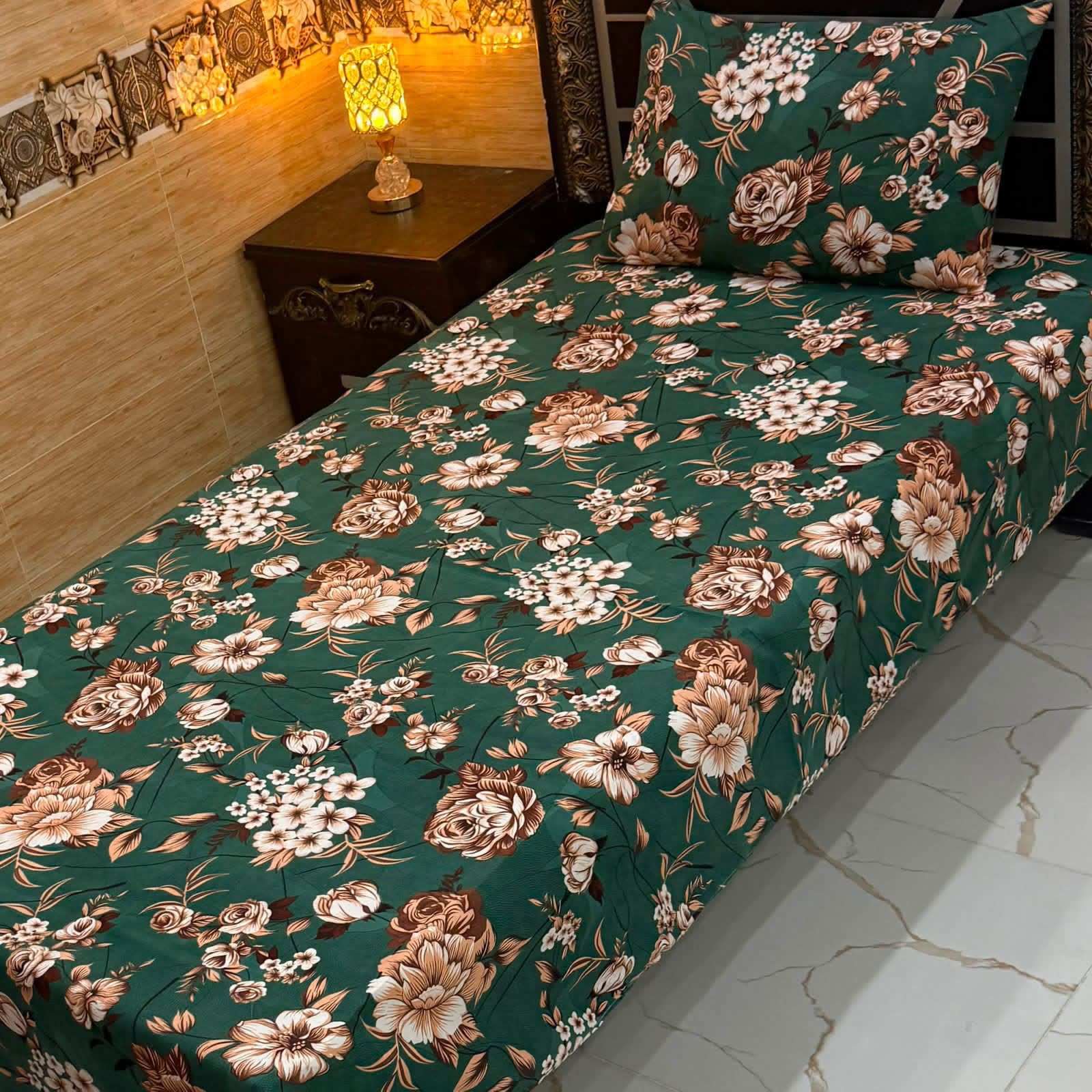 3D Crystal King Size Bedsheet Set – Luxury Medallion Print with Matching Pillow Covers