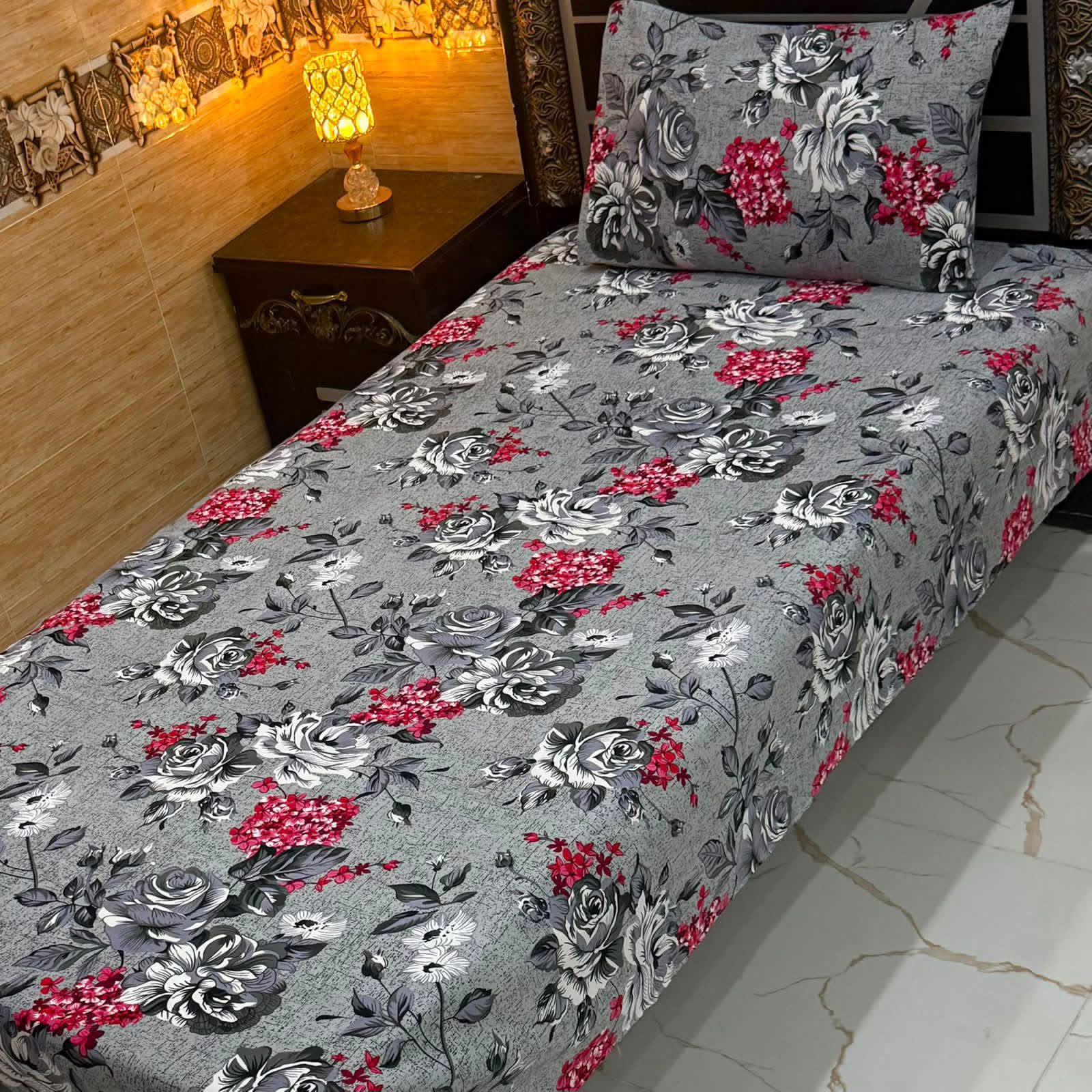 3D Crystal King Size Bedsheet Set – Luxury Medallion Print with Matching Pillow Covers