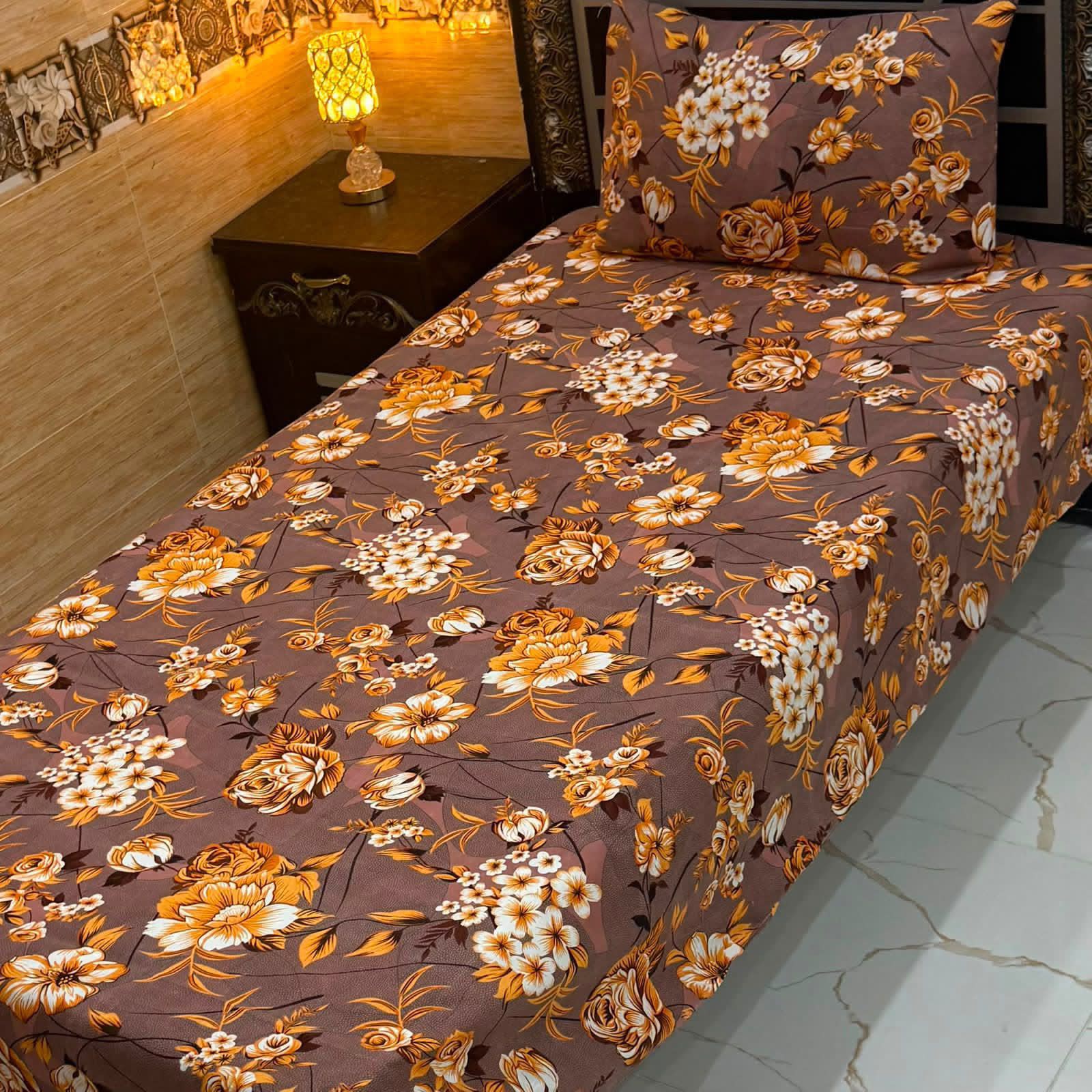3D Crystal King Size Bedsheet Set – Luxury Medallion Print with Matching Pillow Covers