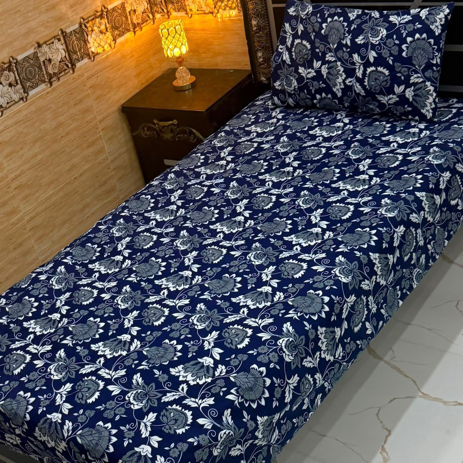 3D Crystal King Size Bedsheet Set – Luxury Medallion Print with Matching Pillow Covers