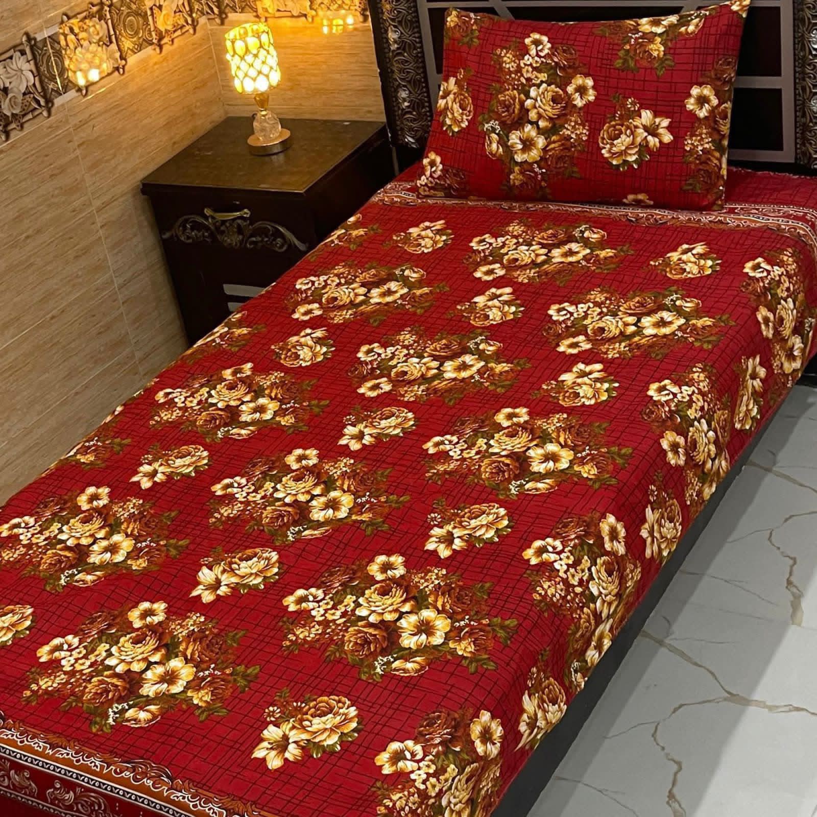 3D Crystal King Size Bedsheet Set – Luxury Medallion Print with Matching Pillow Covers