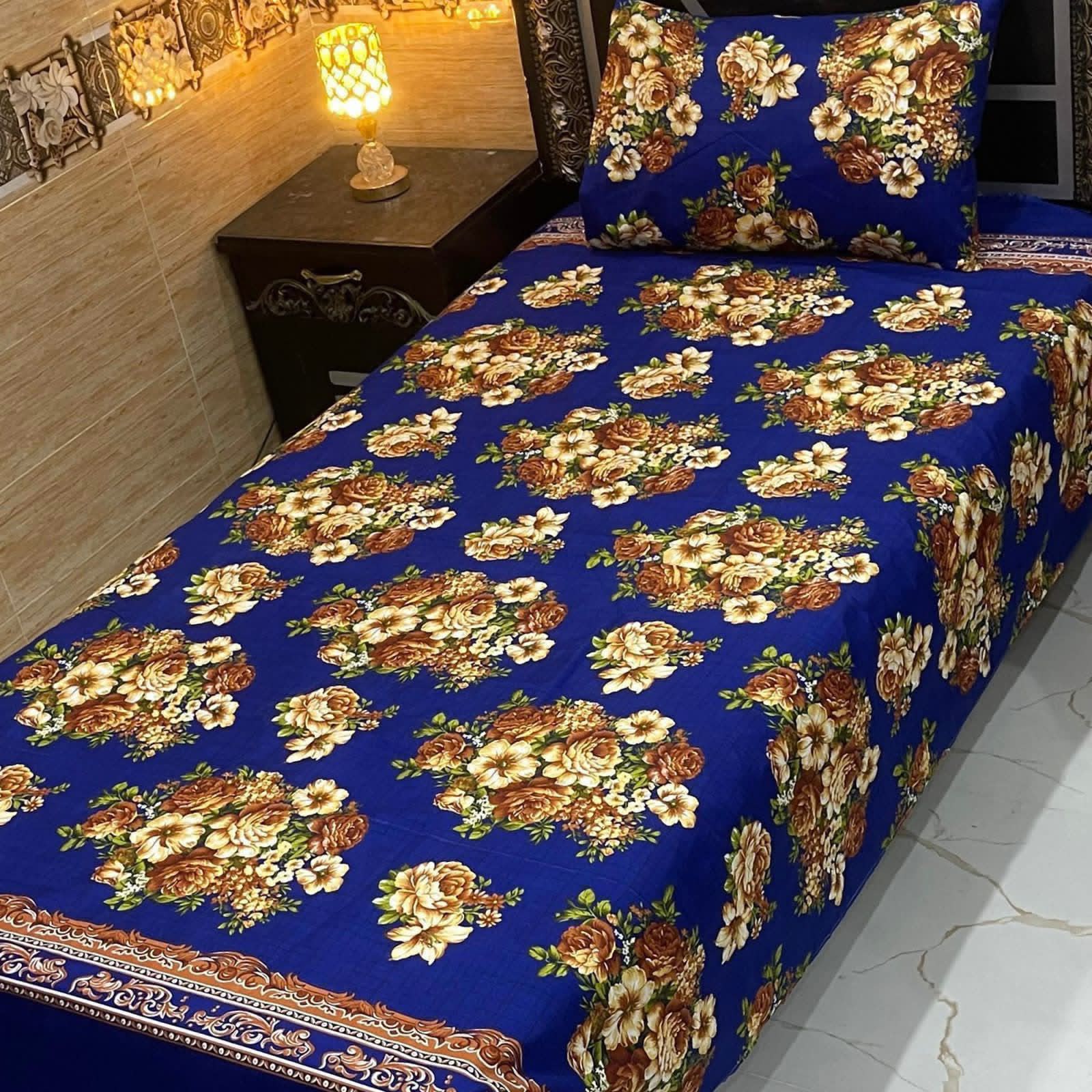 3D Crystal King Size Bedsheet Set – Luxury Medallion Print with Matching Pillow Covers