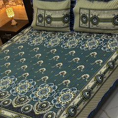 Luxury Traditional Floral Bedsheet Set – Premium Printed Design with Matching Pillow Covers