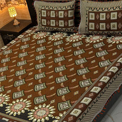 Luxury Traditional Floral Bedsheet Set – Premium Printed Design with Matching Pillow Covers
